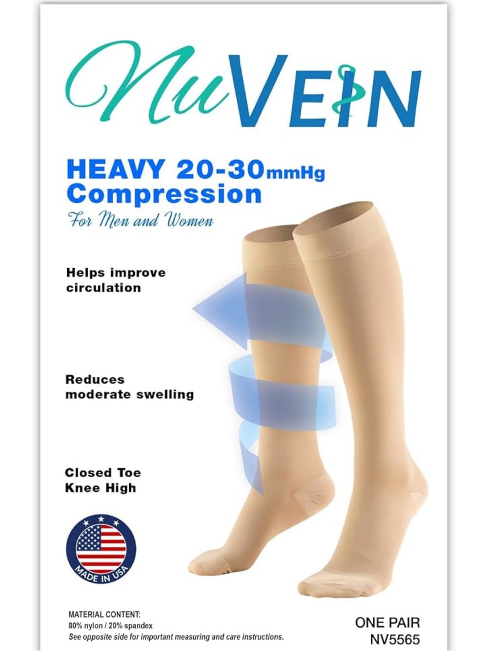 Heavy 20-30 mmHg Compression Knee High Socks - Beige
